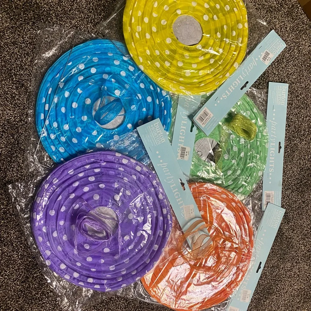 Party Lights Colorful Polka Dot Lanterns Set of 5